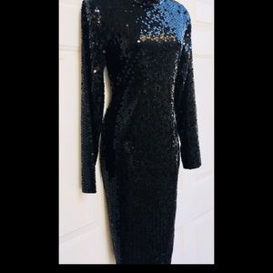 Vintage Glam Black Sequin Dress